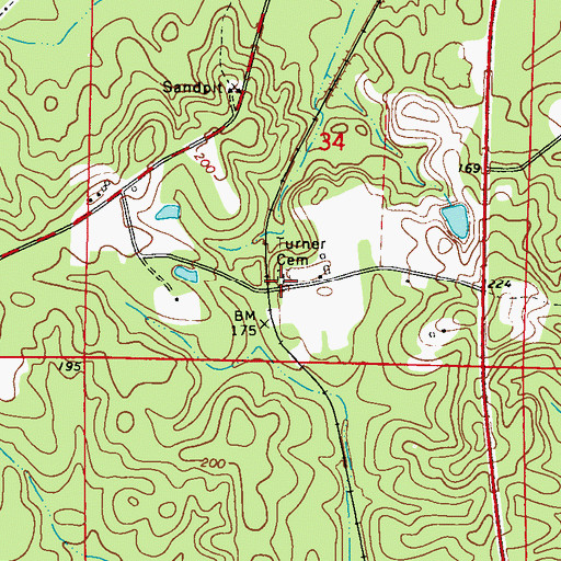 Topographic Map of Turner Cemetery, AL