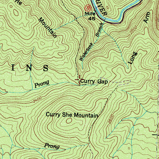 Topographic Map of Curry Gap, TN