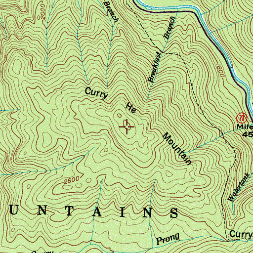 Topographic Map of Curry He Mountain, TN
