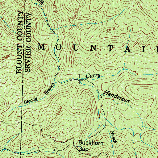 Topographic Map of Curry Prong, TN