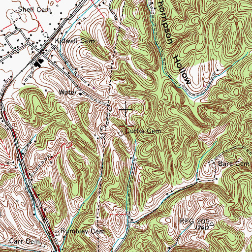 Topographic Map of Curtis Cemetery, TN