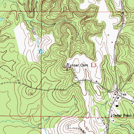 Topographic Map of Turner Cemetery, AL