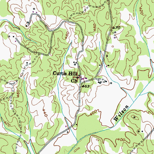 Topographic Map of Curtis Hill Church, TN
