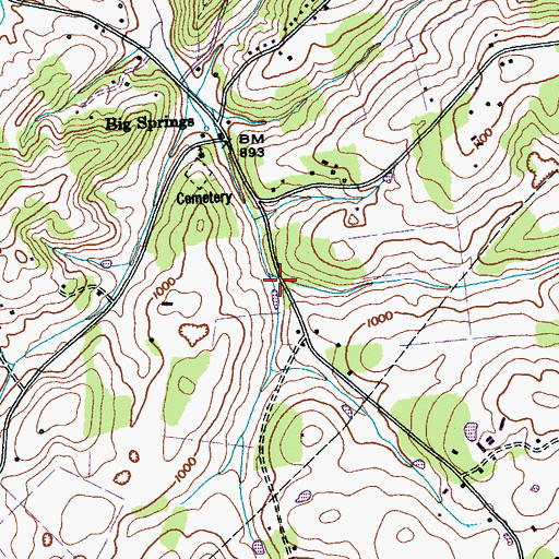 Topographic Map of Curtis Hollow, TN
