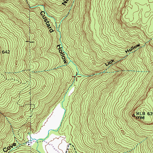 Topographic Map of Custard Hollow, TN