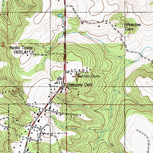 Topographic Map of Turner Cemetery, AL
