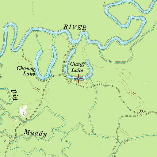 Topographic Map of Cutoff Lake, TN