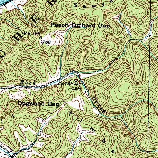 Topographic Map of Cutshall Cemetery, TN