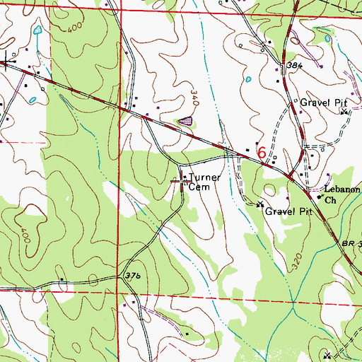 Topographic Map of Turner Cemetery, AL