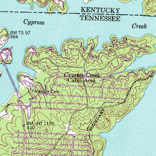 Topographic Map of Cypress Creek Cabin Area, TN