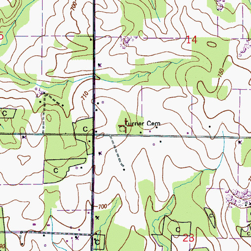 Topographic Map of Turner Cemetery, AL