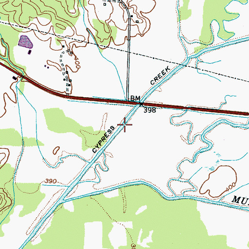 Topographic Map of Cypress Creek Ditch, TN