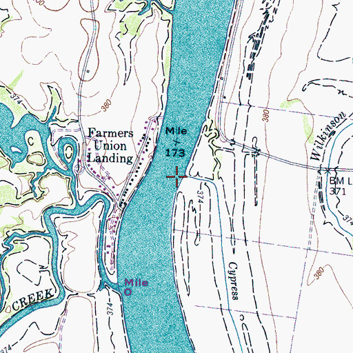 Topographic Map of Cypress Slough, TN