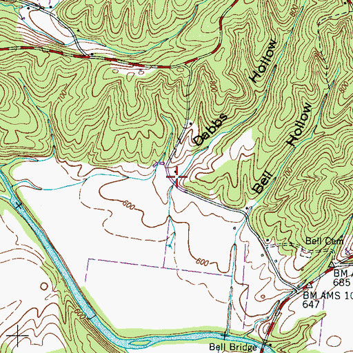 Topographic Map of Dabbs Hollow, TN
