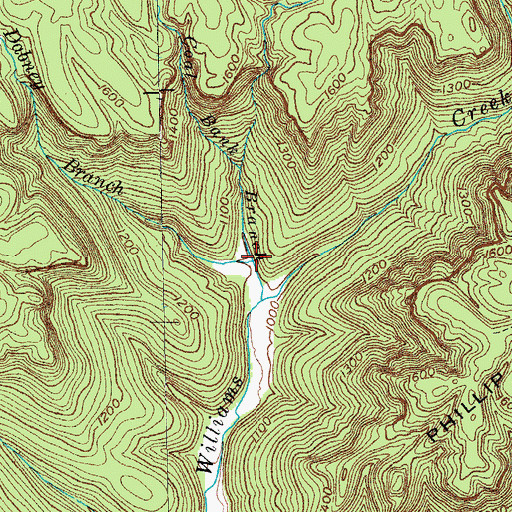 Topographic Map of Dabney Branch, TN