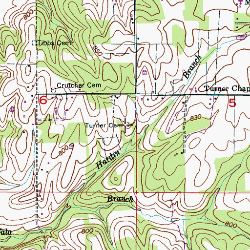 Topographic Map of Turner Cemetery, AL