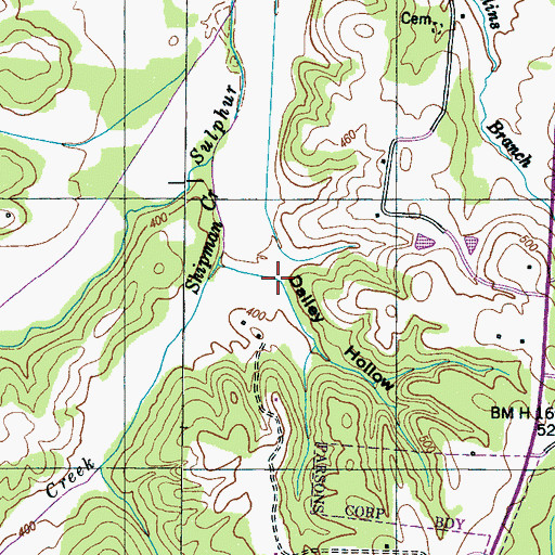 Topographic Map of Dailey Hollow, TN