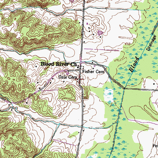 Topographic Map of Dale Cemetery, TN