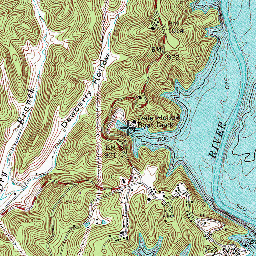 Topographic Map of Dale Hollow Boat Dock, TN