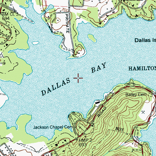 Topographic Map of Dallas Bay, TN