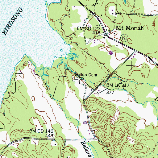 Topographic Map of Dalton Cemetery, TN