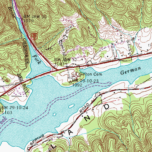 Topographic Map of Dalton Cemetery, TN