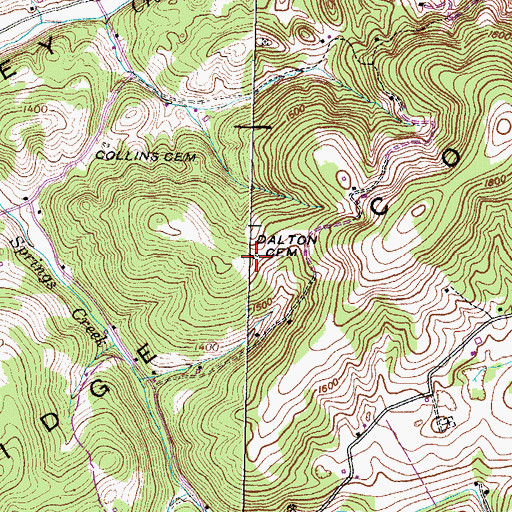 Topographic Map of Dalton Cemetery, TN