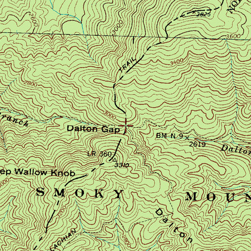 Topographic Map of Dalton Gap, TN