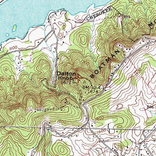 Topographic Map of Dalton Knob, TN