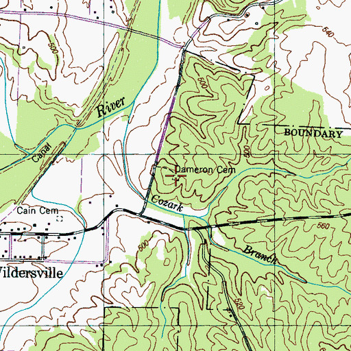 Topographic Map of Dameron Cemetery, TN