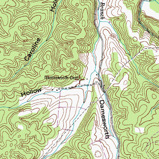 Topographic Map of Damesworth Cemetery, TN