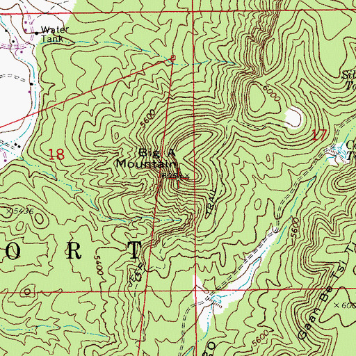 Topographic Map of Big A Mountain, AZ