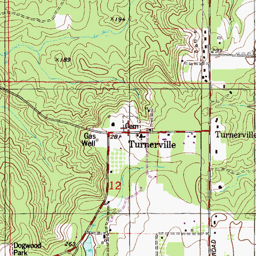 Topographic Map of Turnerville Church, AL