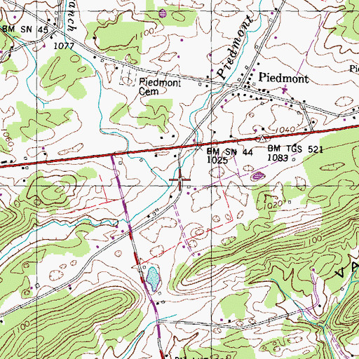 Topographic Map of Dance Branch, TN