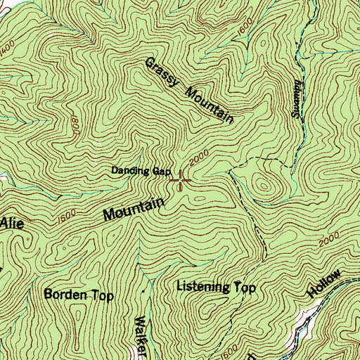 Topographic Map of Dancing Gap, TN