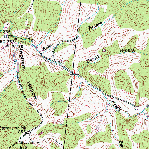 Topographic Map of Daniel Branch, TN