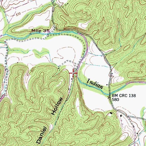 Topographic Map of Daniel Hollow, TN