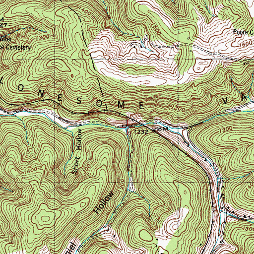 Topographic Map of Daniel Hollow, TN