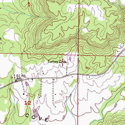 Topographic Map of Turney Cemetery, AL