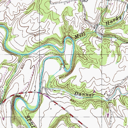 Topographic Map of Danner Branch, TN