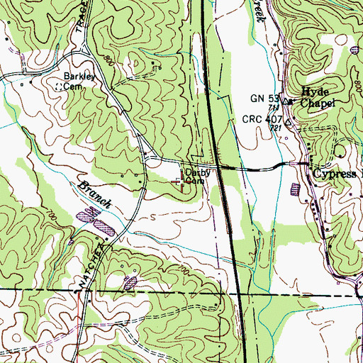 Topographic Map of Darby Cemetery, TN