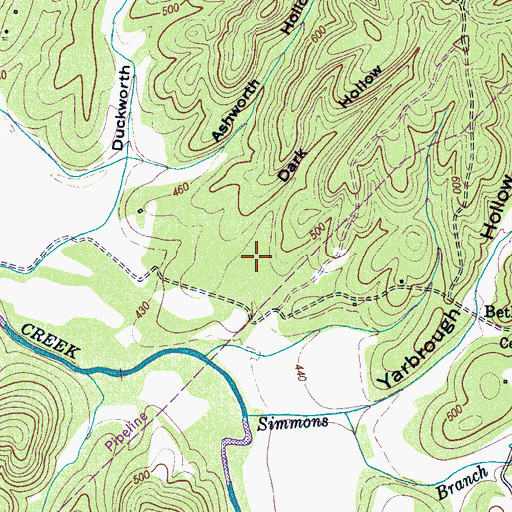 Topographic Map of Dark Hollow, TN