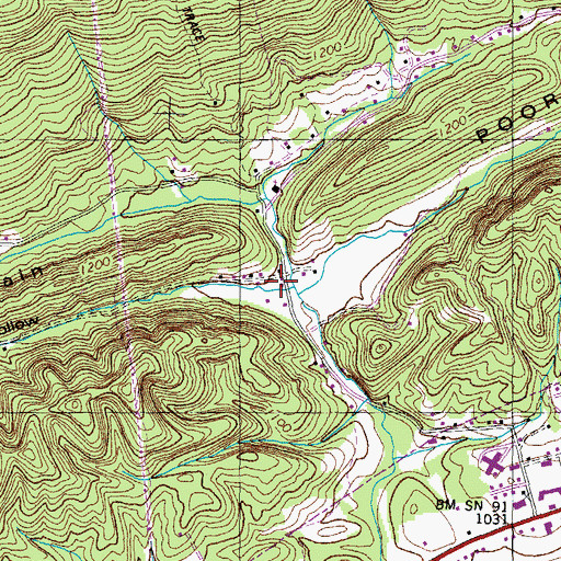 Topographic Map of Dark Hollow, TN