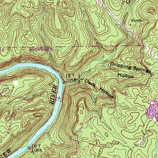 Topographic Map of Dark Hollow, TN