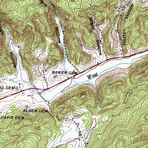 Topographic Map of Dark Hollow, TN