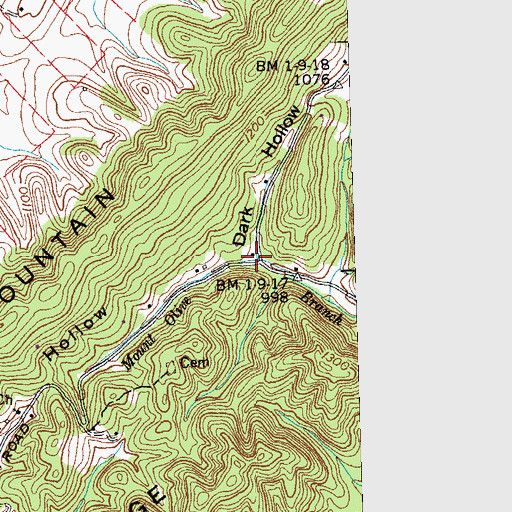 Topographic Map of Dark Hollow, TN