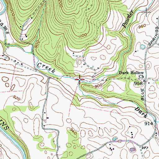 Topographic Map of Dark Hollow Branch, TN