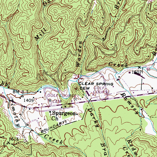 Topographic Map of Darky Branch, TN