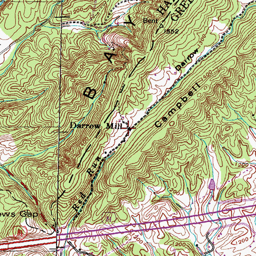 Topographic Map of Darrow Mill, TN