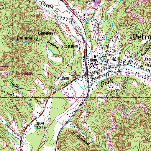 Topographic Map of Daugherty Hollow, TN